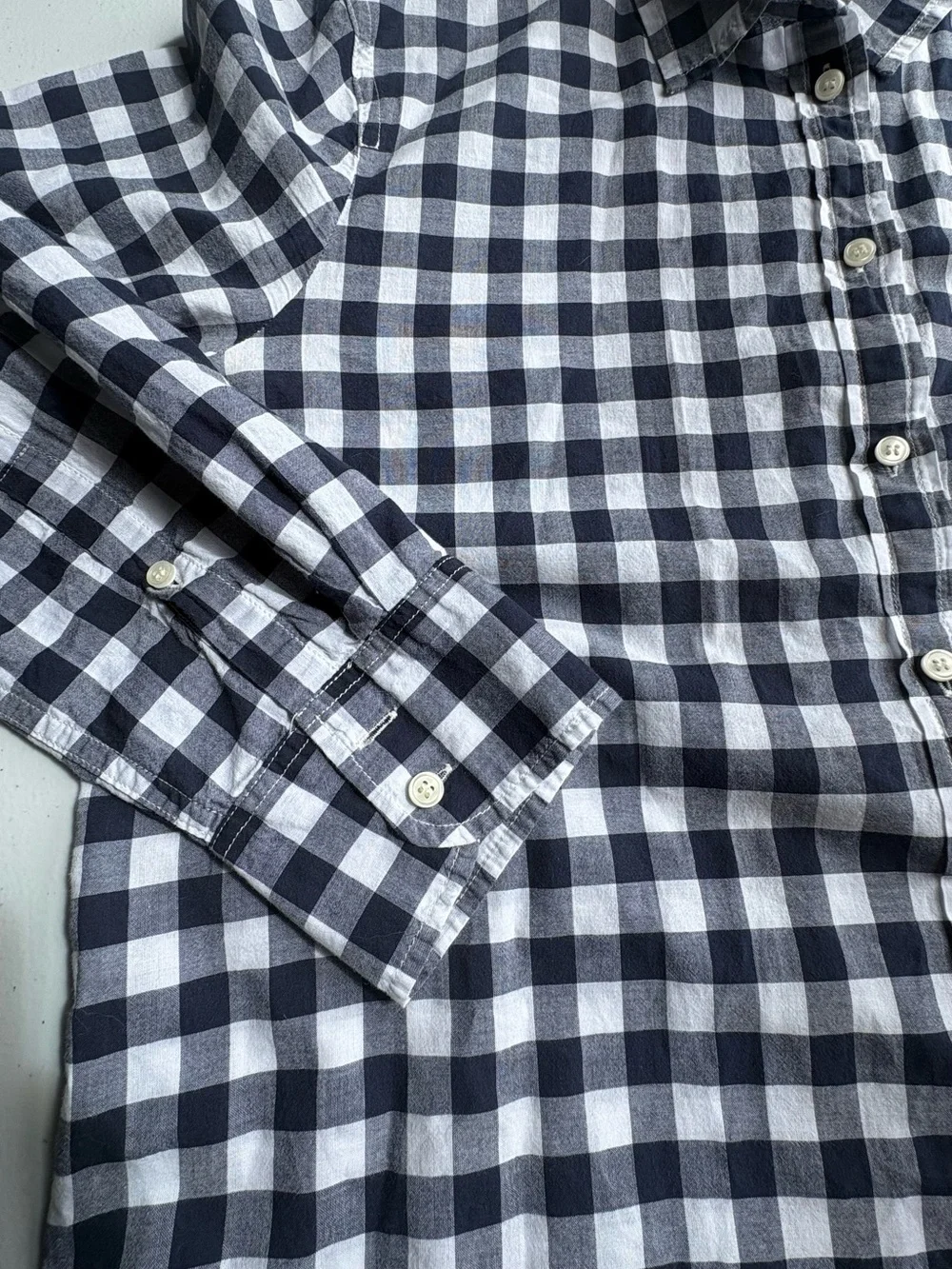 J. Crew Navy and White Gingham Button-Down Shirt